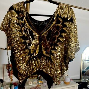 Vintage Butterfly Sequin top